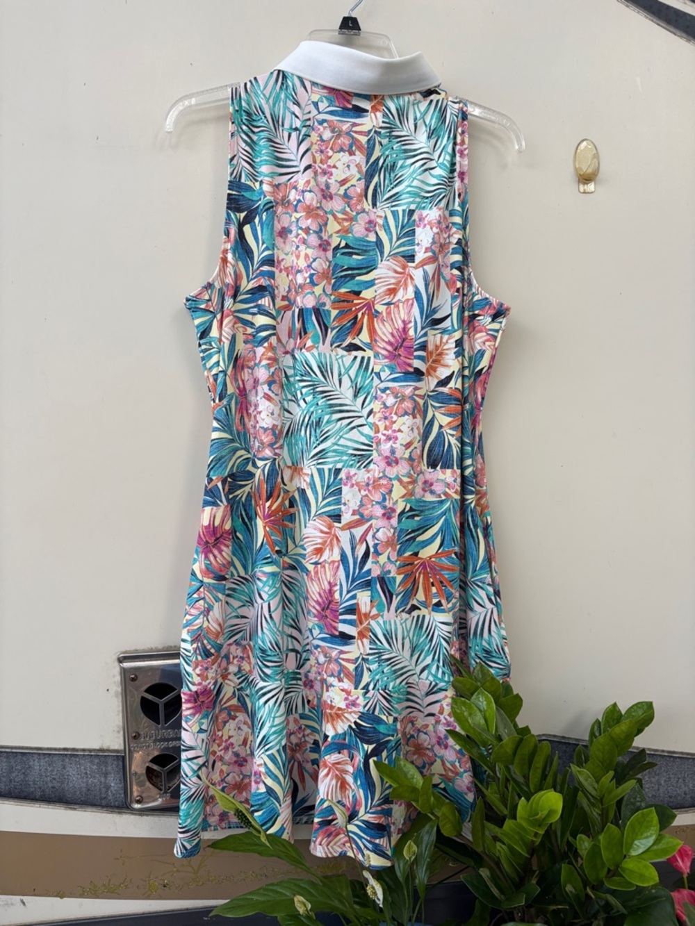 Tommy Bahama Floral Tropical Collared Mini Dress - Teal & Coral - Picture 5 of 6